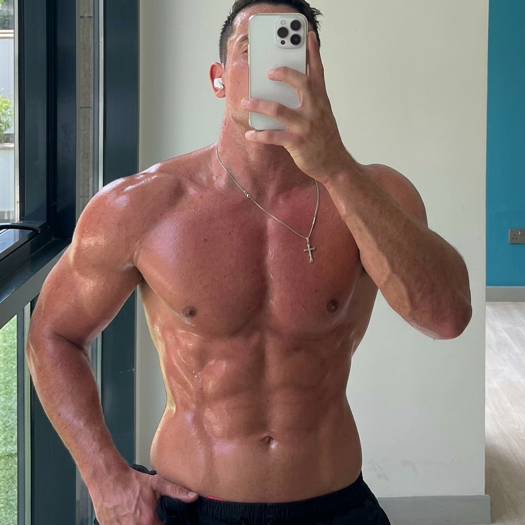 Chris in the gym between sessions